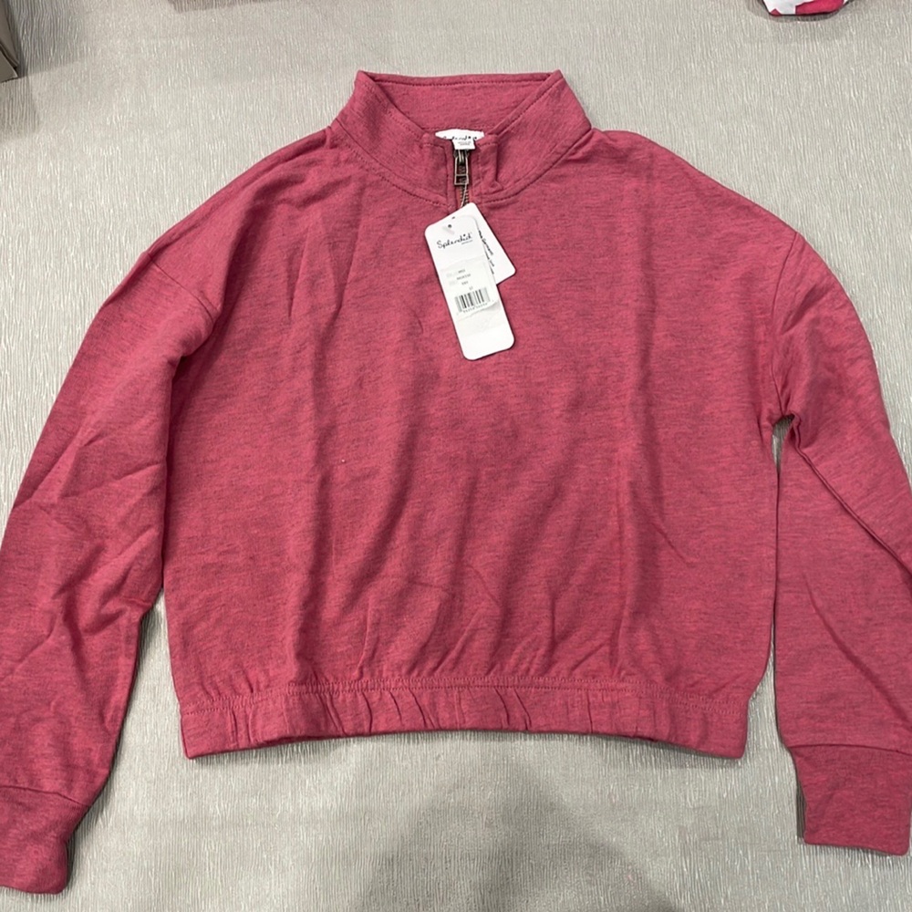 Splendid girls sawyer half zip mock neck sweatshirt